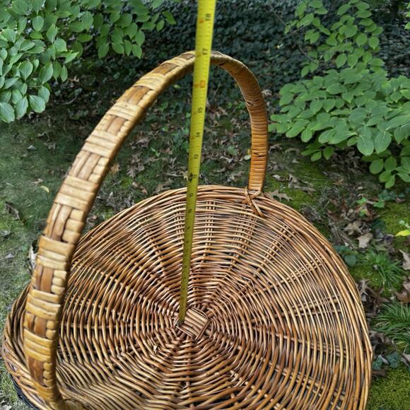 Wicker Gathering Basket Flowers Herbs Brown 18" x 21" X 17" Country Farm Vintage - Picture 10 of 11